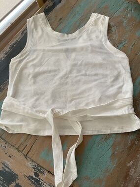 CALIA white sleeveless front tie top